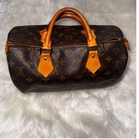 Vintage Louis Vuitton Monogram Speedy 30 Handbag Brown Canvas & Leather Handles - Picture 3 of 16